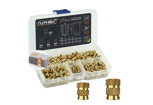 Ruthex M2 / M3 / M4 / M5 Threaded Insert Assortment Box 270 pcs - 3DNet